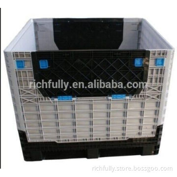 Plastic collapsible storage bin for logistics transport